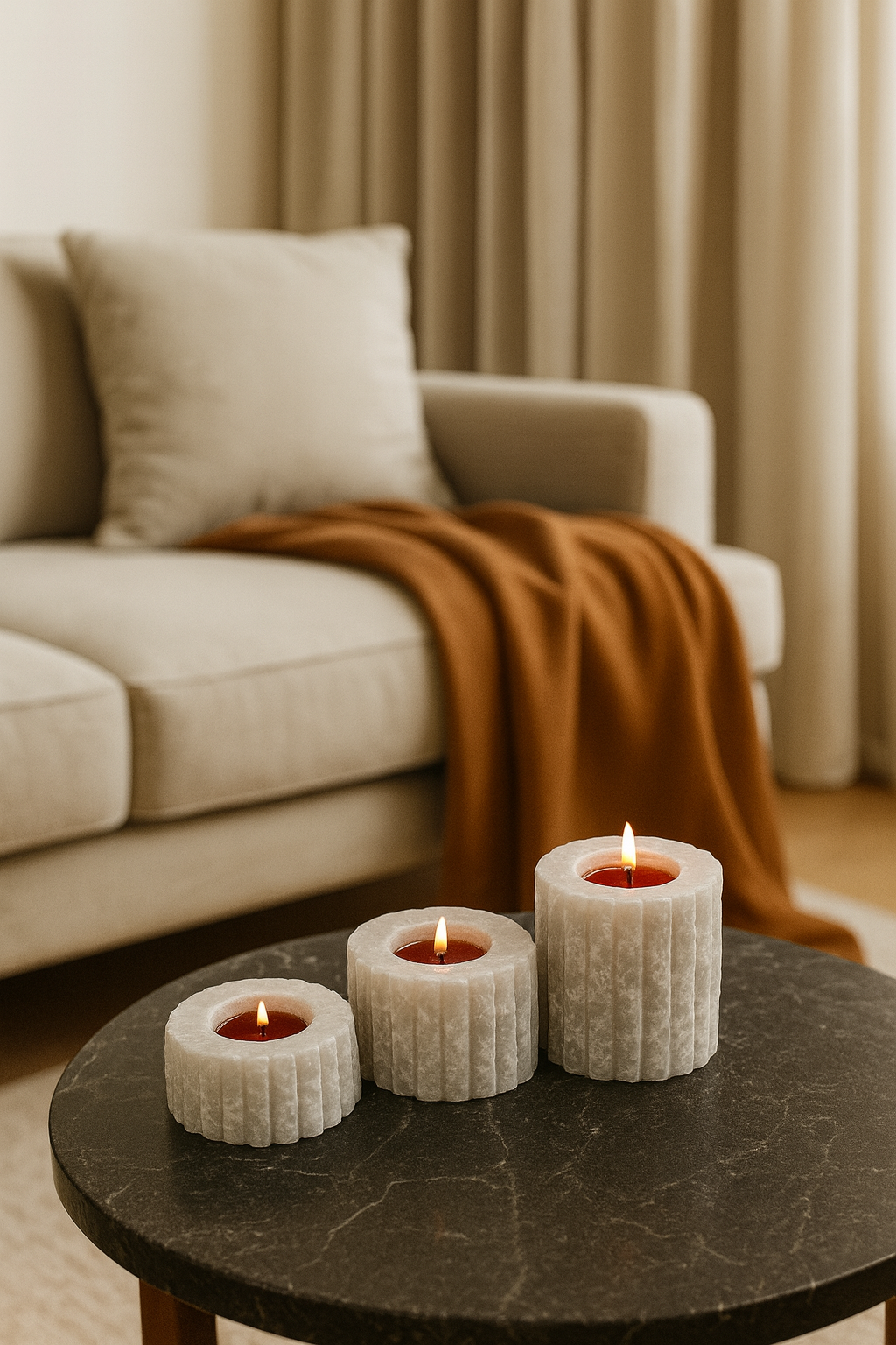 Premium El Oyması Mermer Mumluk | Doğal Taş Tealight | Lüks Ev Dekoru